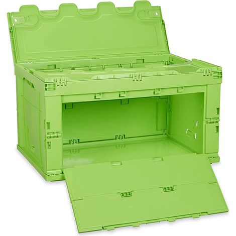 Caja de transporte plegable con tapa 60 litros verde 1300004973