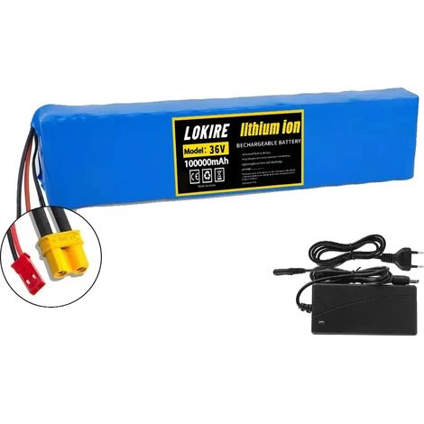 Batterie lithium-ion, capacité 100Ah, tension 36V, XT30 JST-Chargeur (1/2)