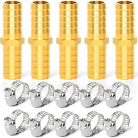8 Pièces 6mm pouce en laiton tuyau Barb Set, 90 degrés L angle droit coude, forme de Y d'air Barb, Tee carburant/AIR/eau/huile/gaz/WOG 2 Voie 4mm (1/5)