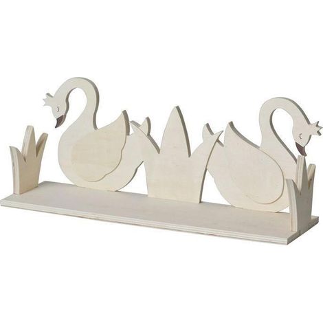 Etagère en bois 2 cygnes à customiser 40 x 16 cm (1/2)