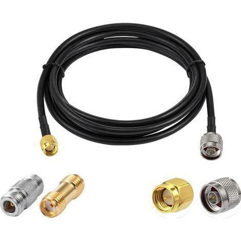N Male to SMA Male RG58 Coaxial Cable, 3M, 50 Ohms, 2 Adapters for 4G 5G GPS WiFi Radio Antenna (1/5)