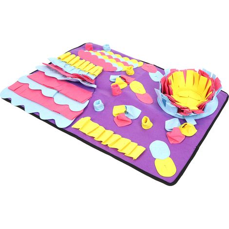 Tapis de reniflage pour animaux de compagnie, lavable, tapis d'entraînement aux odeurs, consommation d'énergie, jouets Puzzle, libération du stress, violet, 68x50CM (1/5)