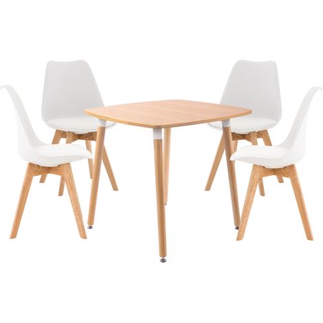 Juego de comedor Liborg para cuatro personas Natural/blanco