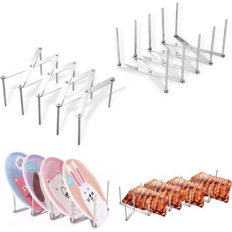 Set di 2 supporti per coperchio in acciaio inox - Lunghezza regolabile - Supporto telescopico multifunzionale per coperchio, ideale per cucina e barbecue. (1/5)