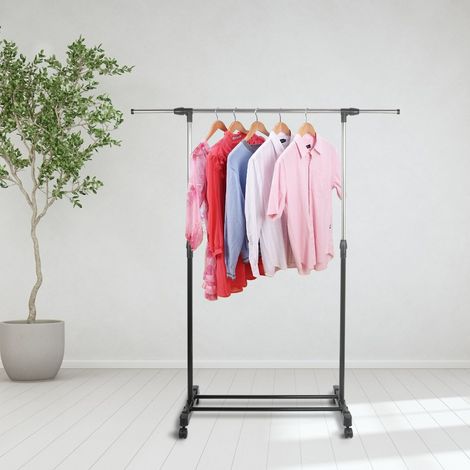 Hofuton Portant à Vêtement, Penderie Vêtement, Porte-vêtements, Armoire à Vêtements, Robuste, en Métal et Portable avec Roues, Noir (1/5)