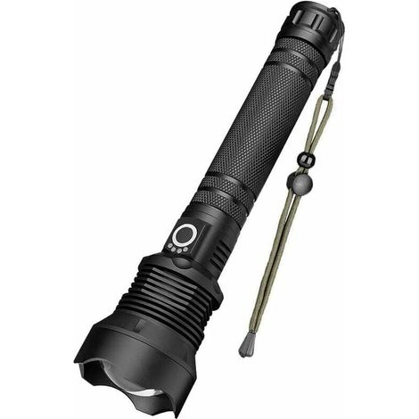 LED-Taschenlampe, 90000 Lumen XHP70 Ultra-leistungsstarke, verstellbare, zoombare, wasserdichte Taschenlampe, USB-wiederaufladbar, enthält 218650 Hochleistungs-Akkus (1/5)
