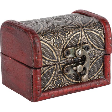 Small Vintage Treasure, Lock Box, Casket, Narcissus Jewelry Box, Antique Decorative Wooden Chest (copper piece) (1/5)
