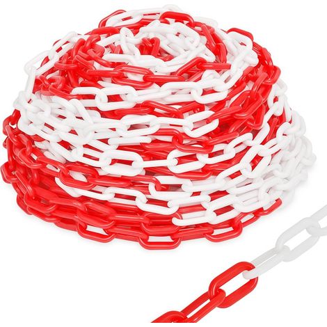 Chaîne de Signalisation en Plastique Rouge et Blanche, 10m, 6 mm Bien Visible, Pour Barrières de Circulation, Pour Parkings et Chantiers (1/5)
