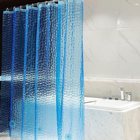 Rideau de douche imperméable et anti-moisissure, rideau de bain antibactérien, 120 x 180 cm, bleu (1/5)