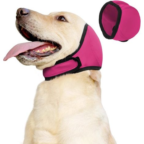 Orejeras para perros, Orejeras elásticas e impermeables con diseño tipo capucha relajante, Aptas para el aseo/para cubrir la cabeza (rosa (1/5)