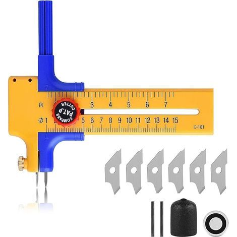 Precision Circle Cutter, Compass Cutter de 1 à 15 cm à Découper, pour Couper du Papier, du Carton, du Cuir (1/5)