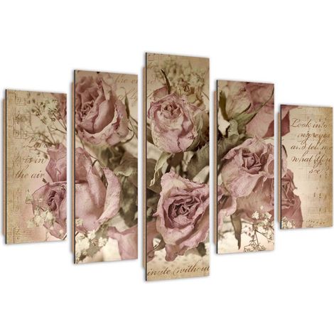 Quadro deco panel 5 parti, Rose e note - 100x70 (1/5)