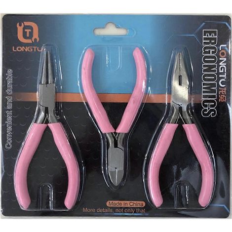3-teiliges Schmuckzangen-Set (rosa) – Drahtschneide- und Biegezange, Schmuckherstellungswerkzeug-Set