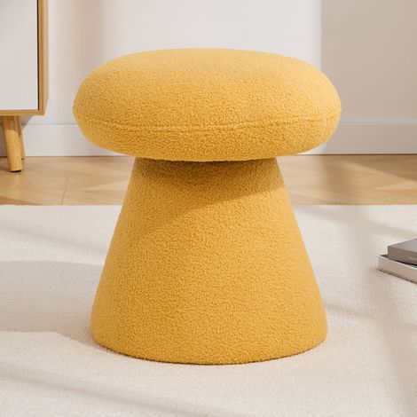 Tabouret pivotant en tissu jaune, forme champignon, avec rembourrage en mousse et rotation à 360°, pouf repose-pieds confortable pour salon, chambre ou coiffeuse – CHICFURN (1/5)