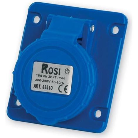 Presa industriale da incasso, 230V, 2P+T, 32A, IP54, 80x80mm, inclinata 10° - Rosi 1006004Q (1/2)