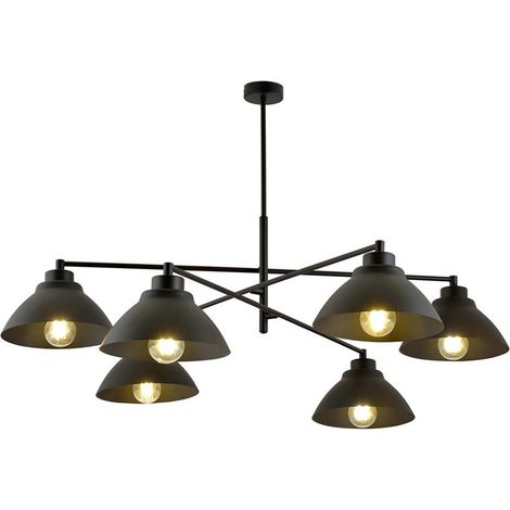 Lampadario Minimal Gemini Acciaio Bianco Nero 6 Luci E27 (1/5)