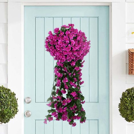 Fleurs Artificielles Suspendues Guirlande Wisteria Densément Fleurie pour Mariage Déco Murale Balcon Fenêtre Jardin 2 pièces Violet (1/4)