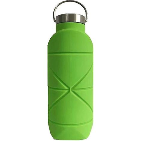 Gobelet pliable facile à transporter. Bouteille de sport pliable en silicone pour l'extérieur (verte). (1/3)