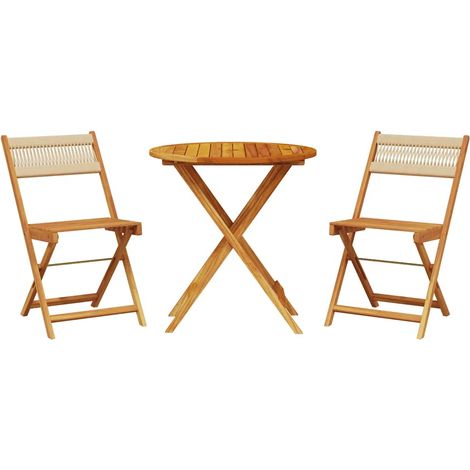 Maison Exclusive - Set da Bistrot 3pz Beige in Polipropilene e Legno Massello (1/5)