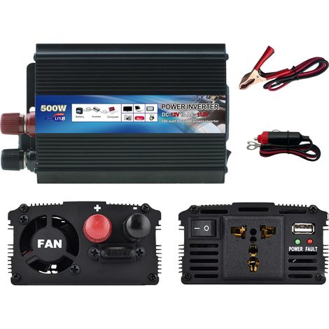 Onduleur 500 W CC 12 V uf 220 V, convertisseur de tension pour voiture, caravane, camping (1/5)