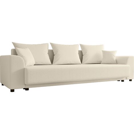 Divano letto 3 posti in Velluto a coste Beige - NESSARO