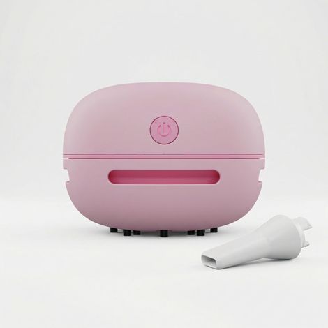 Mini aspirateur à main rose rechargeable sans fil, forte aspiration pour bureau maison et petits espaces (1/5)