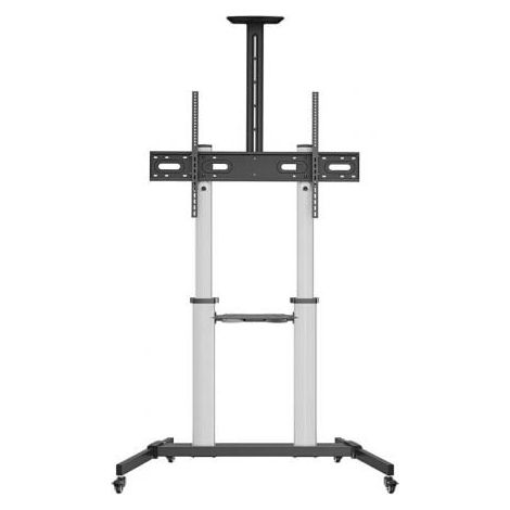 AISENS - SOPORTE DE SUELO PRO CON RUEDAS, BANDEJAS PARA DVD Y SOPORTE DE CÃMARA PARA MONITOR/TV 100KG DE 60-100, NEGRO-PLATA (1/2)