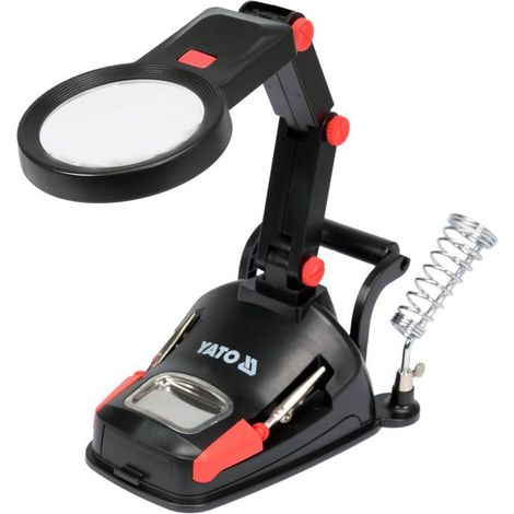 Mango de tercera mano con doble lupa e iluminación LED - YT-73861 (1/5)
