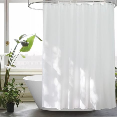 EurCross Überlänge Duschvorhang 180x220 Weiß Wasserdicht Waschbar Stoff (1/5)