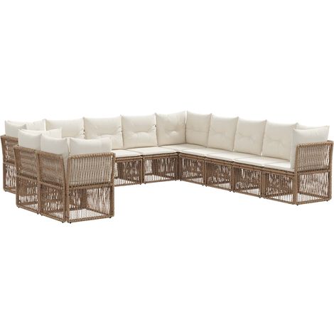 vidaXL Set Divano da Giardino 11 pcs Beige polyrattan (1/5)
