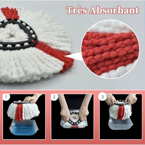 Lingette Microfibre - 2 En 1 - Pour Balai Rotatif - Lavable Jusqu'à 60 °C - 4 Pièces (1/5)