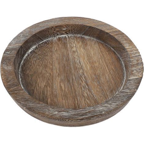 Plateau à bougie rond en bois, simple et lumineux, pour la maison ou la table.-20.5x20.5cm-Brown (1/3)