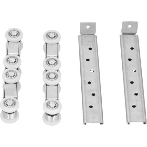Schiebetürrolle aus Edelstahl, doppelte Geräuschdämpfungsbohrung, hängende Rolle mit Schiene, Schiebebeschläge (1/5)