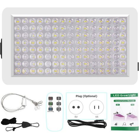 Lampe de culture LED pour plantes d'intérieur, Full Spectrum Veg Bloom 3 Modes 8H/12H/16H Timer Remote Control Plant Light Seedter Seedling Vegetable Pepper Hanging Grow Light (1/5)