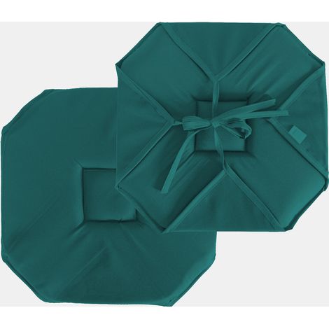 Galette de chaise à rabats et nouettes Vert sapin 40x40 cm