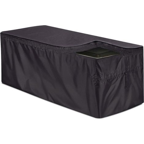 Housse de coffre de terrasse robuste en tissu Oxford 210D imperméable pour banc de rangement extérieur, meubles de jardin, table ottomane, housse anti-poussière 130 x 60 x 71 cm (L x l x H) (1/4)