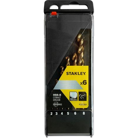 Stanley – Foret à métaux HSS-E Cobalt 6 pièces 2-8mm – Angle de taillant 130° – Forte durabilité pour inox et métal – Compatible perceuse visseuse (1/3)