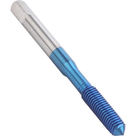 Taraud M5 en acier au tungstène, revêtement nano bleu, poignée droite, outil de taraudage machine, pas métrique, précision et durabilité. (1/5)