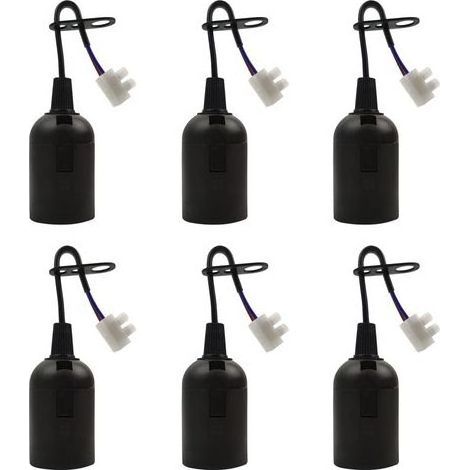 Lot de 6 Douilles E27 Noires 4A 250V - Support Ampoule LED et Incandescente Max 60W - Remplacement pour Éclairage Domestique et Industriel (1/5)