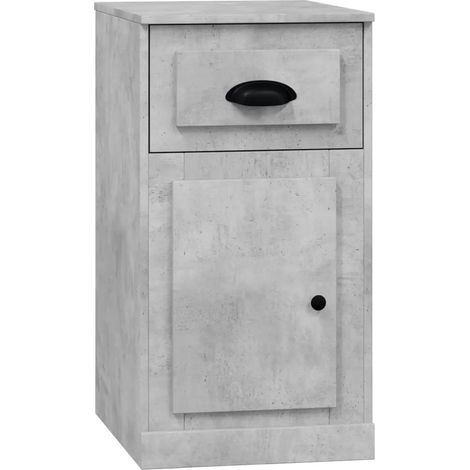 Armoire latérale avec tiroir et espace de rangement 40 x 50 x 75 cm style moderne ambiance cosy en bois d'ingénierie gris béton (1/5)