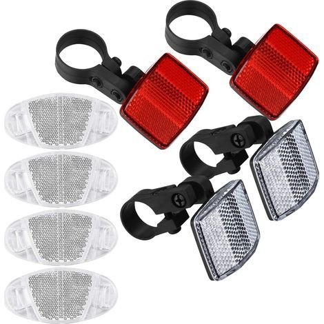 Lot de 8 réflecteurs de vélo avant et arrière, supports de réflecteurs pour rayons de roue, accessoires pour roues de VTT (1/5)