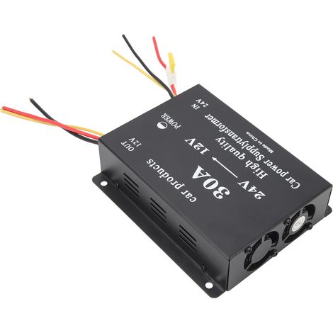 Convertisseur de puissance 30A 24V vers 12V DC Noir Adaptateur 300A Prise pour Réfrigérateur de Voiture Lecteur DVD VCD CD (1/5)