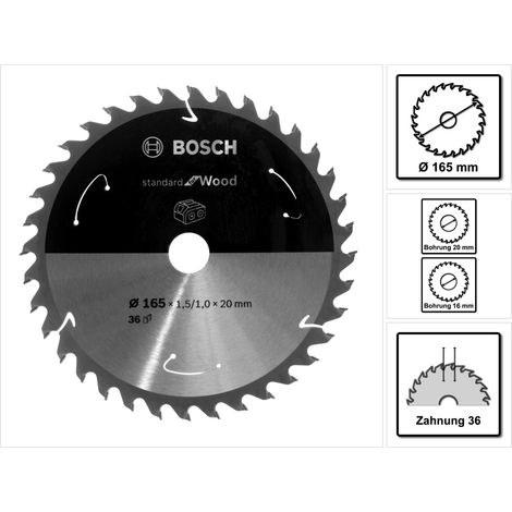 Bosch PRO Wood cordless Kreissägeblatt, 165 x 1,5 x 20 mm, T36