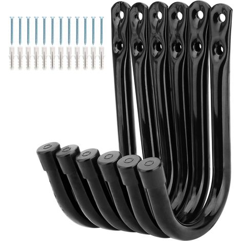 Lot de 6 crochets de rangement en J pour garage - 8,8 cm - Support mural pour suspendre des outils de jardin, des équipements de sport - Charge maximale : 20 kg (1/5)