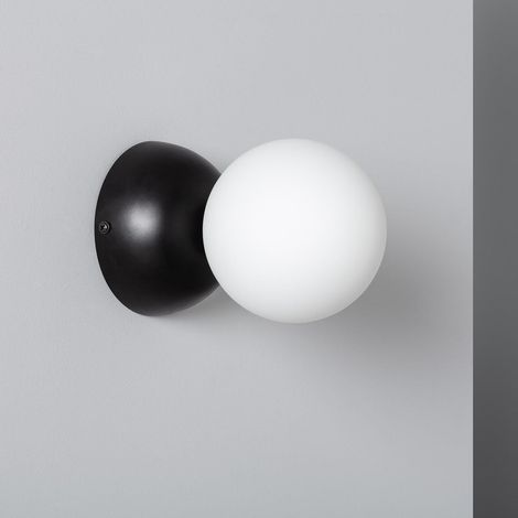 Wandleuchte Metall und Glas Poe Weiß / Schwarz