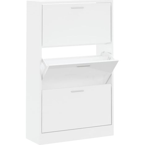 vidaXL Scarpiera Bianco Lucido 63x24x103 cm in Legno Multistrato