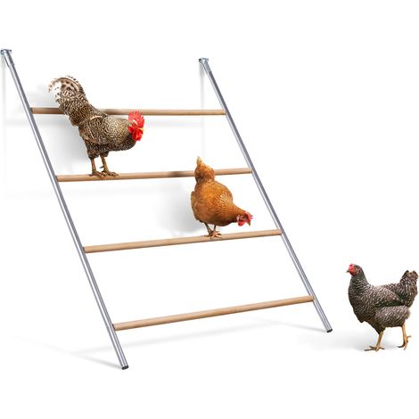 Idmarket – Perchoir pour poules 4 niveaux en bois – Barreaux arrondis pour confort – Fixation sur enclos – Dimensions 105x140cm