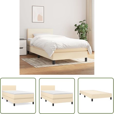 The Living Store Boxspringbett mit Matratze Creme 80x200 cm Stoff - Boxspringbett - Doppelbett - Cremefarbenes Bett - Betten Günstig Kaufen - Schlafsystem (1/5)