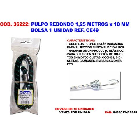 Pulpo Redondo 1.25 Metros x 10mm CE49 Bolsa 1 Und CE10