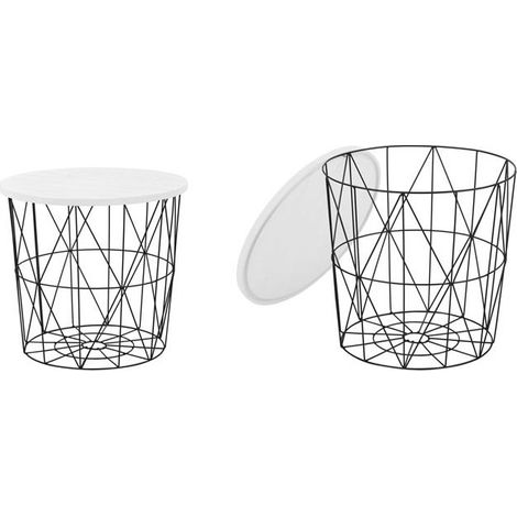 Table d'appoint panier métal et noir 42cm Marcel